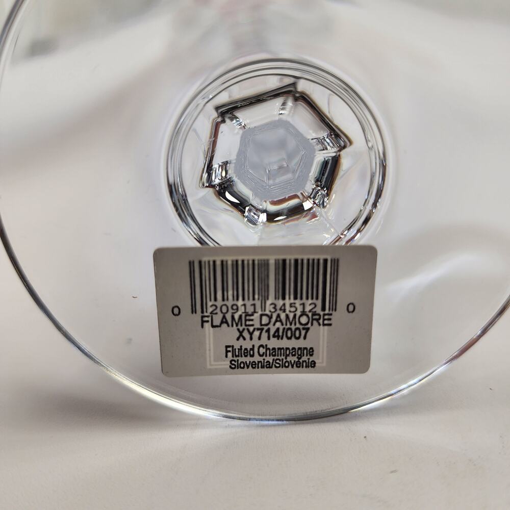 8 Mikasa Flame d'Amour Crystal Champagne Flutes Discontinued Frosted Flame - Picture 4 of 5